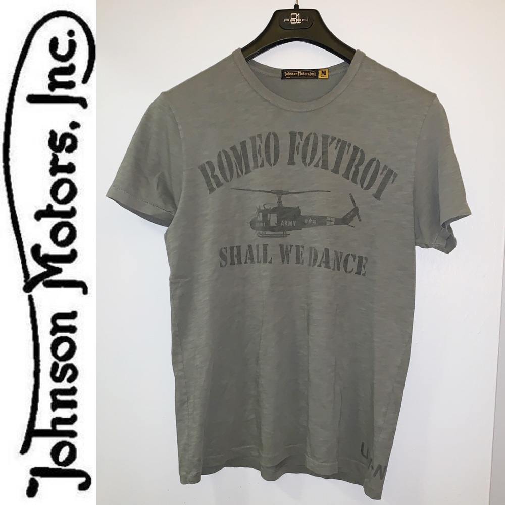 Johnson Motors Mens T-Shirt -Romeo Foxtrot -Medium